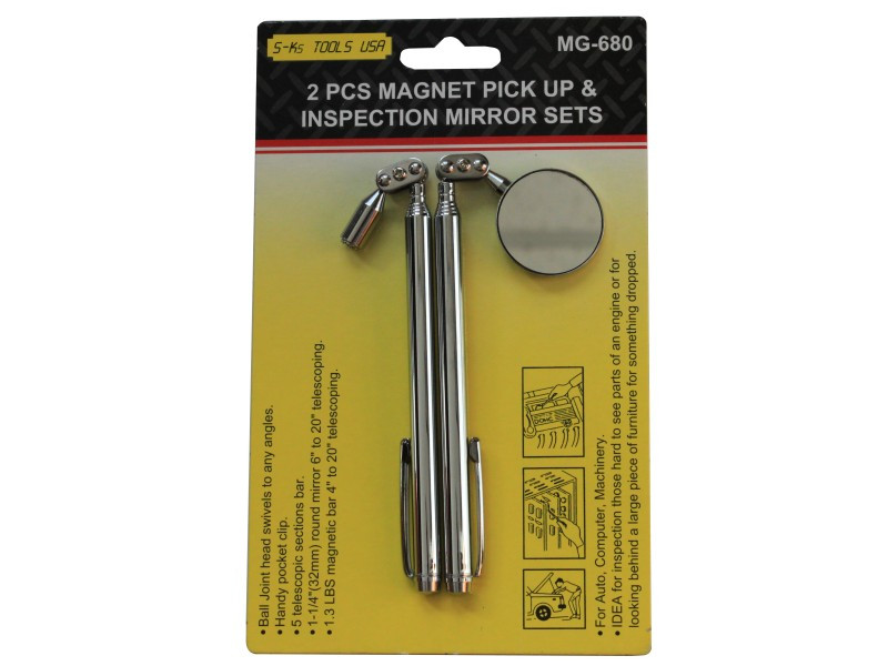 2PCS TELESCOPING MAGNETIC PICK UP TOOL & INSPECTION 