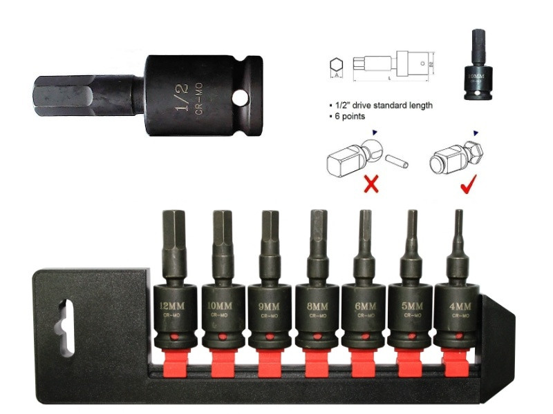 7PCS 3/8" DR. IMPACT UNIVERSAL HEX BIT SOCKET SET