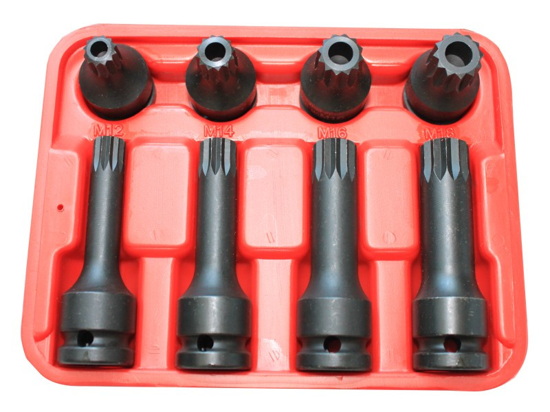 8PCS 1/2" DR. SPLINE TAMPER  IMPACT SOCKET SET  
