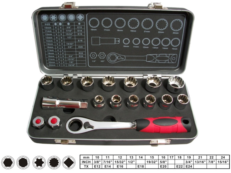 17PCS GO-THROUGH SOCKET SET