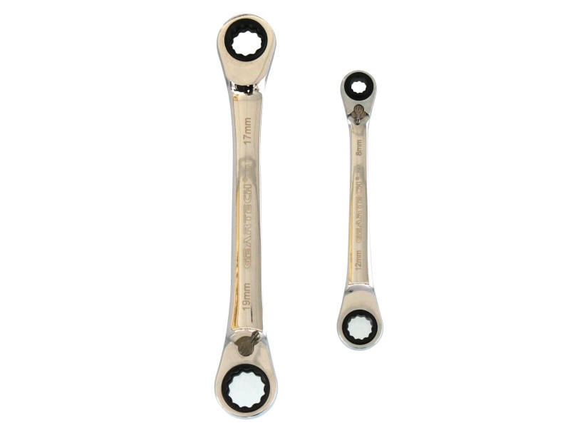 2 PCS 4-IN-1 REVERSIBLE GEAR BOX WRENCH