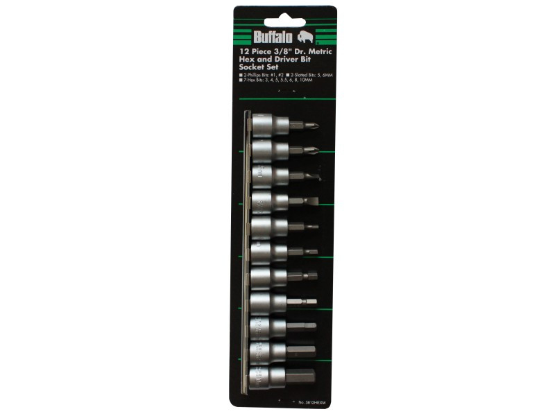 12PCS 3/8" DR. HEX BIT SET- METRIC