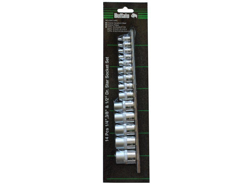 14PCS 1/4",3/8"&1/2" DR. STAR SOCKET SET