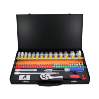 47PCS 1/2" & 1/4" DR. SOCBITS METAL CASE SET