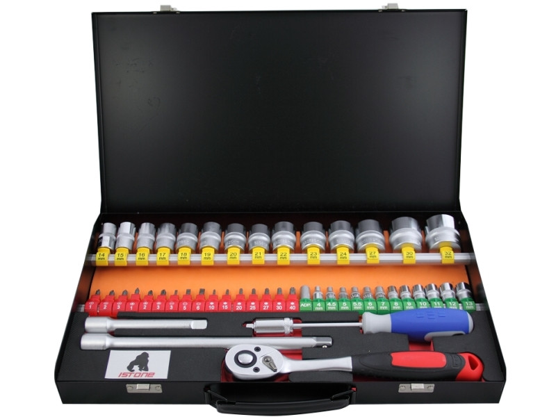 47PCS 1/2" & 1/4" DR. SOCBITS METAL CASE SET