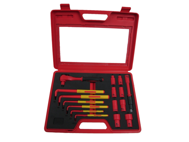 16PCS VDE HEX KEY & 3/8"DR SOCKETS RATCHET SET
