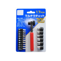 17PCS OFFSET RATCHET DRIVER BITS AND SOCKETS SET