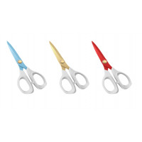 7" OFFICE SCISSORS - TEFLON BLUE / RED / GOLD