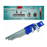 9PCS STRIPED EXTRA LONG HEX BALL KEY WRENCH SET