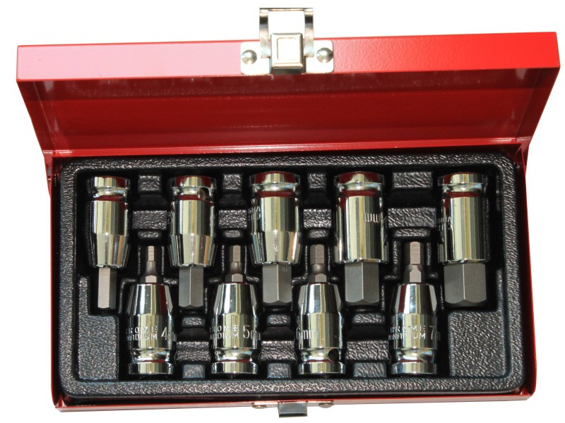 9PCS 1/2" DR. SOCKET HEX BIT SET