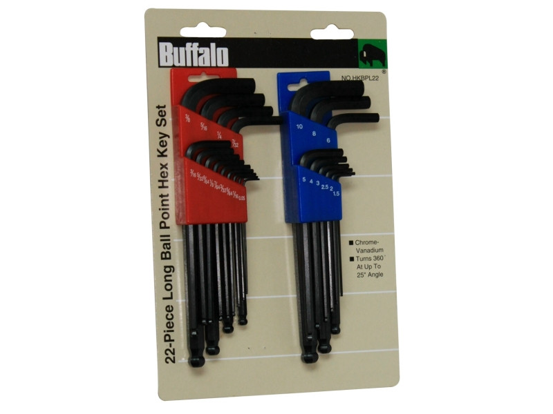 22PCS LONG BALL POINT HEX KEY SAE