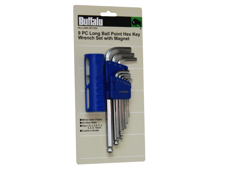 9PCS LONG BALL POINT HEX KEY WRENCH SET W/MAGNET